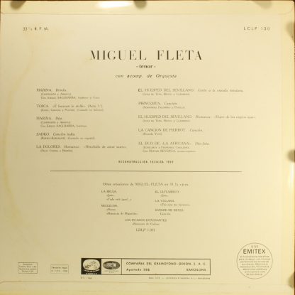 La Voz De Su Amo LCLP 130 - Miguel Fleta - Image 2