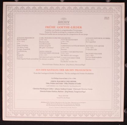 Archiv Produktion 2533 149 - Frühe Goethe-Lieder - Image 4