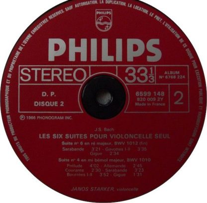 Philips 6768 224 - Intégrale Des Six Suites Pour Violoncelle Seu - Image 6