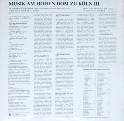 Musikhaus Tonger LP 10060 - Musik Am Hohen Dom Zu Köln III - Image 2