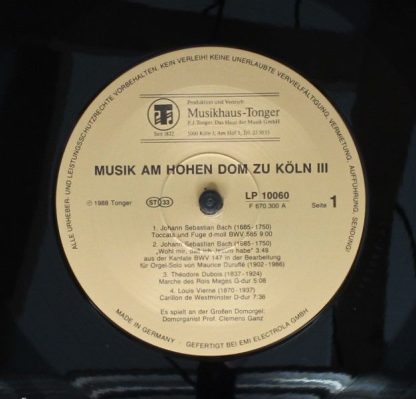 Musikhaus Tonger LP 10060 - Musik Am Hohen Dom Zu Köln III - Image 3