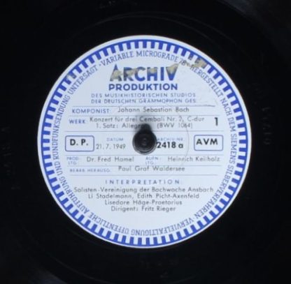 Archiv Produktion 2418 - Konzert Für Drei Chembali Nr.2, C-Dur (
