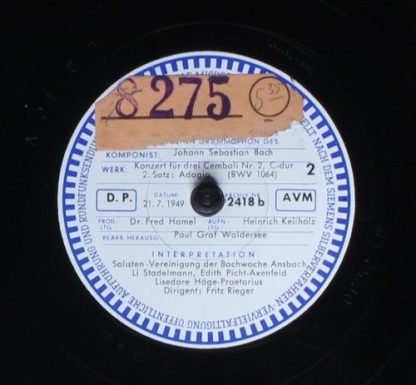 Archiv Produktion 2418 - Konzert Für Drei Chembali Nr.2, C-Dur ( - Image 2