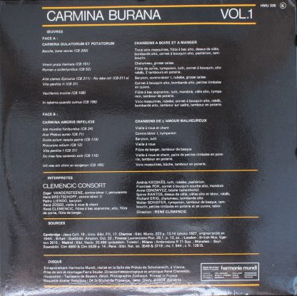 Harmonia Mundi HMU 335 - Carmina Burana - Volume 1 - Version Ori - Image 2
