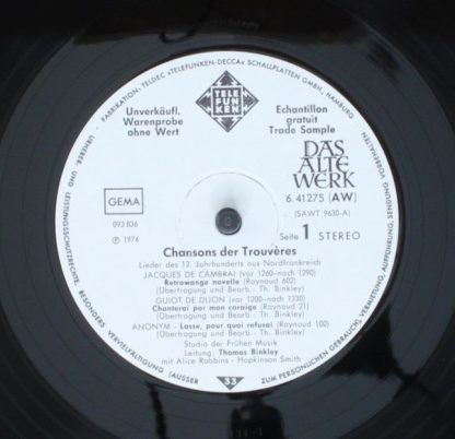 Telefunken 6.41275 - Chansons Der Trouvères (Lieder Des 13. Jahr - Image 5