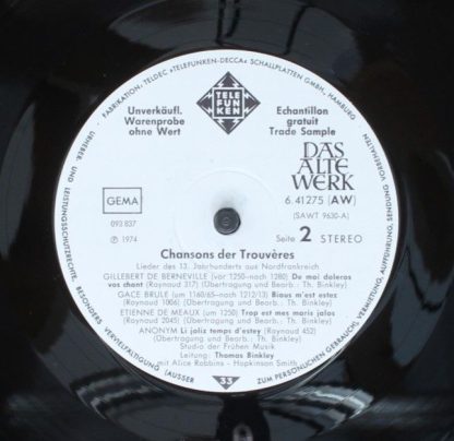 Telefunken 6.41275 - Chansons Der Trouvères (Lieder Des 13. Jahr - Image 6