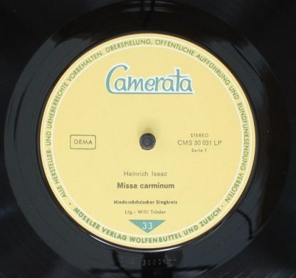 Camerata (2) CMS 30031 LP - Heinrich Isaac "Missa Carminum" - Jo - Image 3