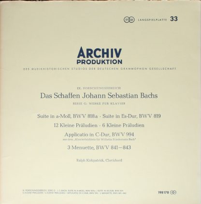 Archiv Produktion 198 178 - Suite In A-Moll, BWV 818a, Suite In - Image 2