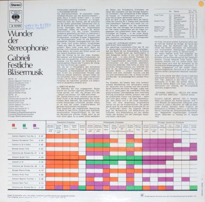 CBS S 72729 - Wunder Der Stereophonie: Festliche Bläsermusik (Si - Image 2