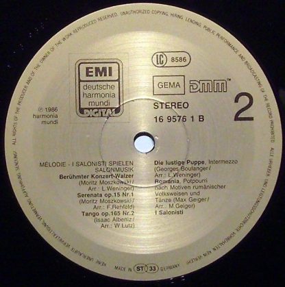 EMI 16 9576 1 - Melodie - I Salonisti Spielen Salonmusik - Image 4