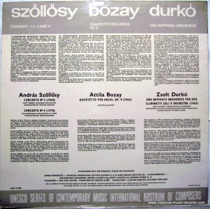 Hungaroton LPX 11525 - Concerti Nos 3 And 4 / Quartetto Per Arch - Image 2
