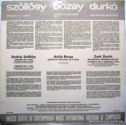 Hungaroton LPX 11525 - Concerti Nos 3 And 4 / Quartetto Per Arch - Image 3