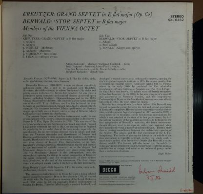 DECCA SXL 6462 - Grand Septet / 'Stor' Septet - Image 2