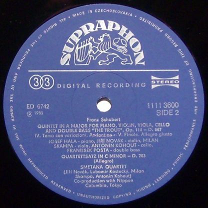 Supraphon 1111 3600 - Schubert - "Trout" Quintet - Image 3