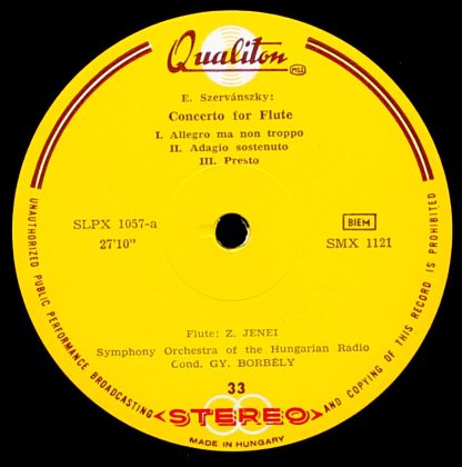 Qualiton LPX 1057 - E. Szervánszky: Concerto For Flute And Orche - Image 2