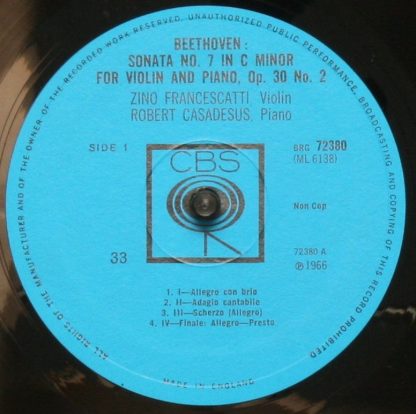 Columbia MS 6427 - Beethoven Sonatas For Violin & Piano, No. 3 I - Image 3