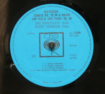Columbia MS 6427 - Beethoven Sonatas For Violin & Piano, No. 3 I - Image 4