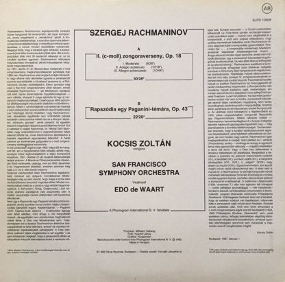 Hungaroton SLPD 12928 - II. Zongoraverseny, Rapszódia Egy Pagani - Image 2