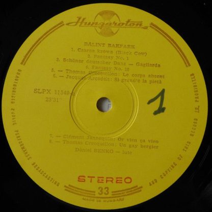Hungaroton SLPX 11549 - Lute Music Played By Dániel Benkő - Image 7