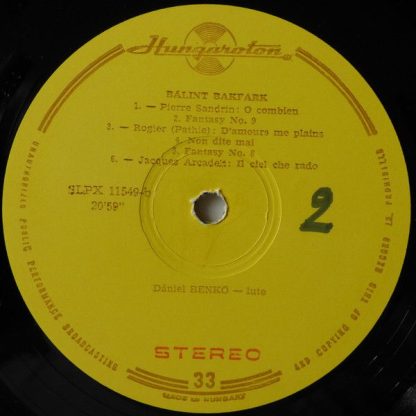 Hungaroton SLPX 11549 - Lute Music Played By Dániel Benkő - Image 8