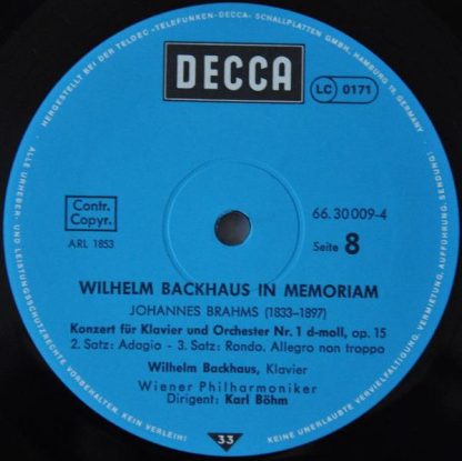 DECCA 66.30009 - Wilhelm Backhaus In Memoriam - Image 2