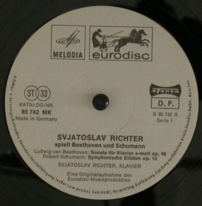 Eurodisc 85 742 MK - Svjatoslav Richter Spielt Schumann und Beet - Image 5