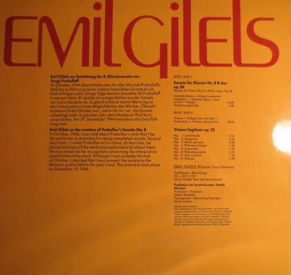 Eurodisc 64 269 - Sonate No. 8 Op. 84 / Visions Fugitive Op. 22 - Image 4