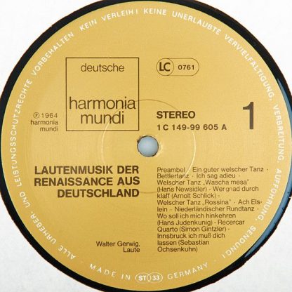 Deutsche Harmonia Mundi 1C 149 - 99 605/07 - Lautenmusik Der Ren - Image 3