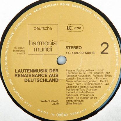 Deutsche Harmonia Mundi 1C 149 - 99 605/07 - Lautenmusik Der Ren - Image 4