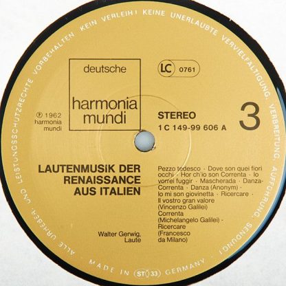 Deutsche Harmonia Mundi 1C 149 - 99 605/07 - Lautenmusik Der Ren - Image 5