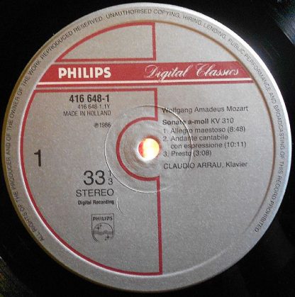 Philips Digital Classics 416 648-1 - Mozart Piano Sonatas KV 310 - Image 3