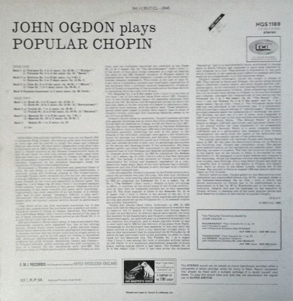 His Master's Voice HQS 1189 - Plays Popular Chopin - Image 2