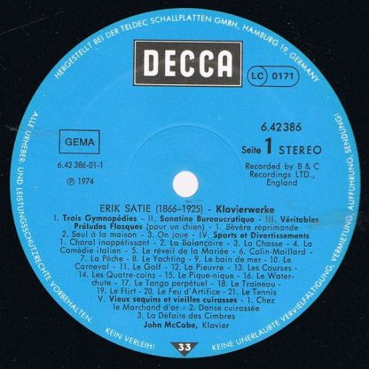 DECCA 6.42386 - Erik Satie: Klavierwerke - Image 2