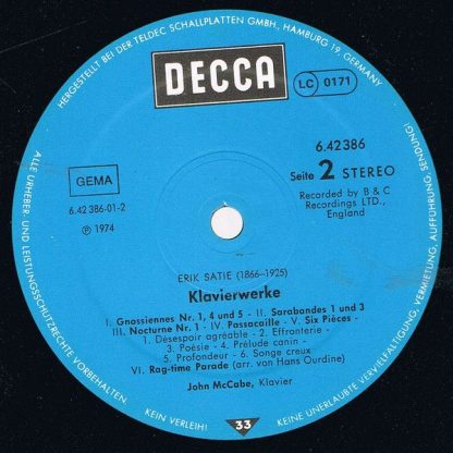 DECCA 6.42386 - Erik Satie: Klavierwerke - Image 3