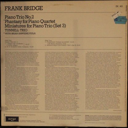 Argo ZK 40 - Piano Trio No. 2 / Phantasy For Piano Quartet / Min - Image 2