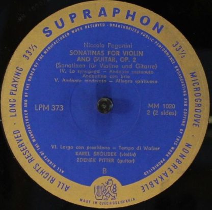 Supraphon LPM 373 - Sonatinas For Violin And Guitar, Op. 3 - Image 4