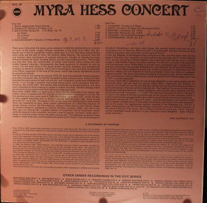 Ember Records GVC 28 - Myra Hess Concert - Image 2