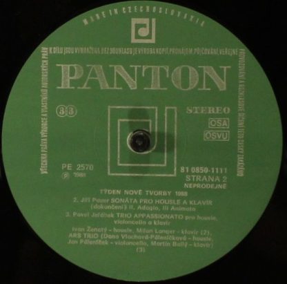 Panton 81 0850—1111 - Piano Trio/ Sonata For Violin And Piano/ T - Image 3
