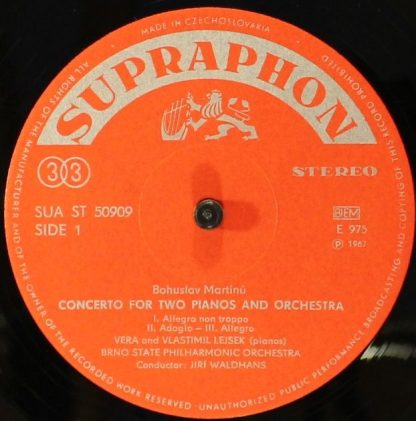 Supraphon SUA ST 50909 - Concerto For Two Pianos / Concertino - Image 3