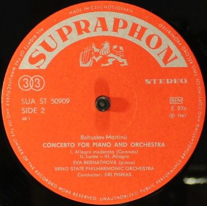 Supraphon SUA ST 50909 - Concerto For Two Pianos / Concertino - Image 4