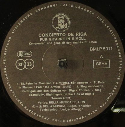 Bella Musica BM LP 5011 - Concierto De Riga - Für Gitarre In E M - Image 3