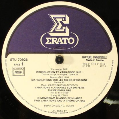 Erato STU 70926 - Variations Sur La Guitare - Image 5