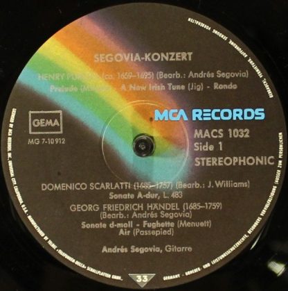 MCA Records MACS 1032 - Segovia On Stage - Image 4