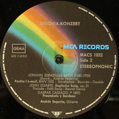 MCA Records MACS 1032 - Segovia On Stage - Image 5