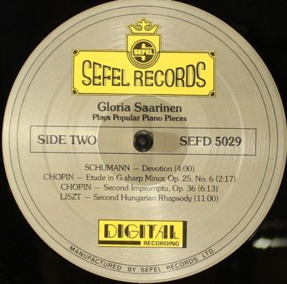 Sefel Records SEFD 5029 - Gloria Saarinen Plays Popular Piano Pi - Image 6