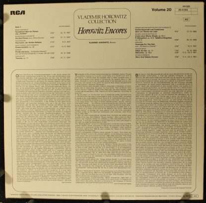 RCA Victrola VH 020 - Horowitz Encores - Image 2