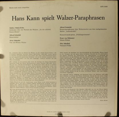 Preiser Records SPR 9998 - Spielt Walzer-Paraphrasen - Image 2