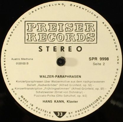 Preiser Records SPR 9998 - Spielt Walzer-Paraphrasen - Image 4