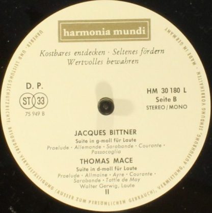 Harmonia Mundi HM 30 180 L - Lautenmusik Aus Frankreich Und Engl - Image 4