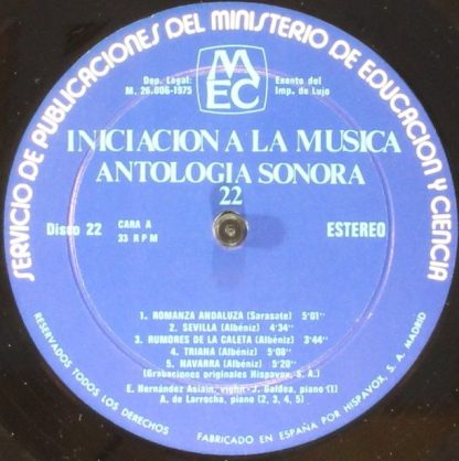 MEC Disco 22 - Iniciación A La Música / Antología Sonora 22 - Image 3